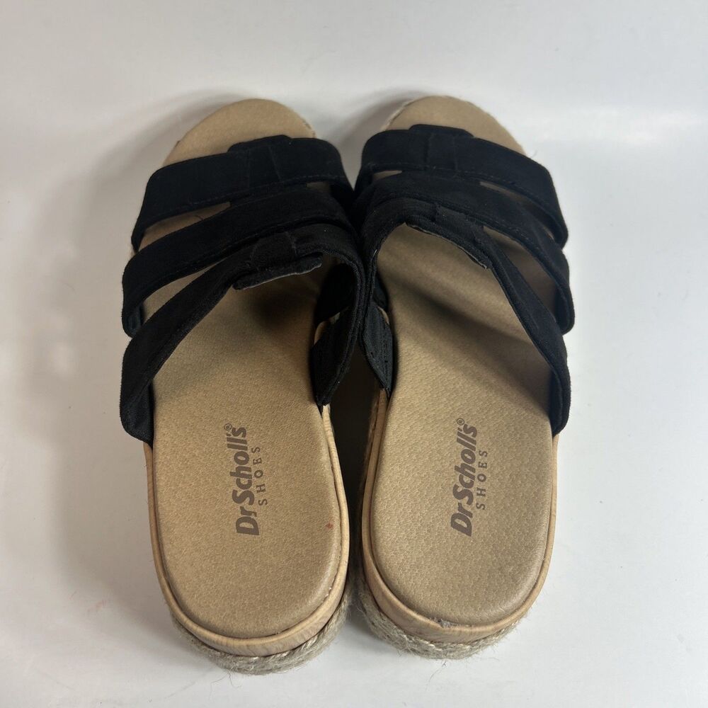 Dr Scholls Women’s Sandals Size 6 Black Electric Espadrille Wedge Slide Suede - Picture 10 of 12
